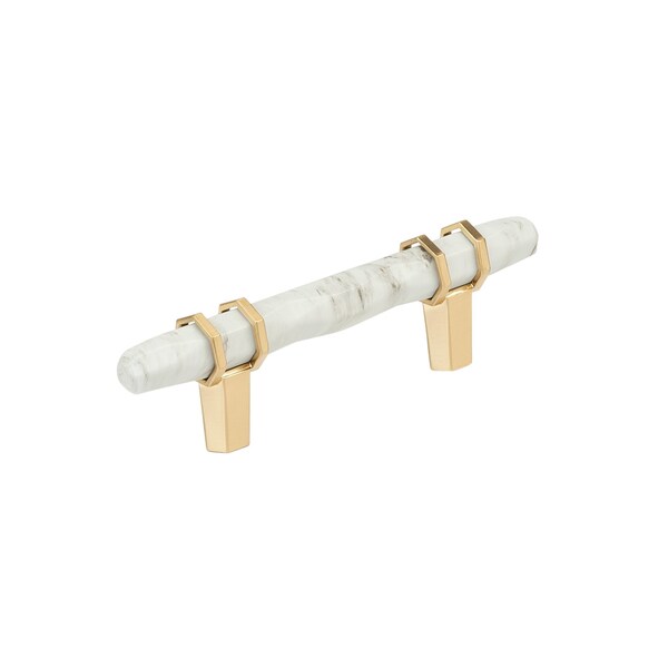 Amerock Carrione 3 inch 76mm Center-to-Center Marble White/Champagne Bronze Cabinet Pull - BP36639MWCZ