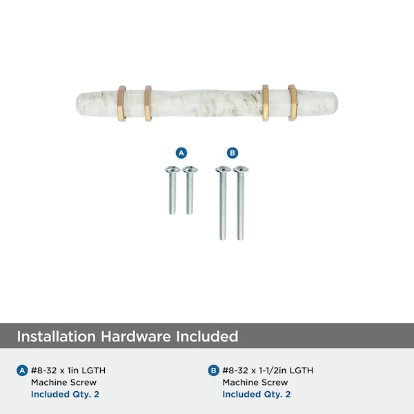 Amerock Carrione 3 inch 76mm Center-to-Center Marble White/Champagne Bronze Cabinet Pull - BP36639MWCZ