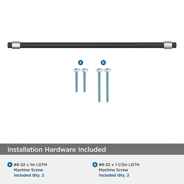 Amerock Mergence 12-5/8 inch 320mm Center-to-Center Matte Black/Polished Chrome Cabinet Pull - BP36983FB26