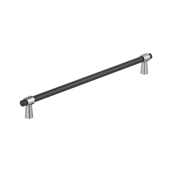Amerock Mergence 12-5/8 inch 320mm Center-to-Center Matte Black/Polished Chrome Cabinet Pull - BP36983FB26