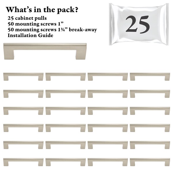 Designperfect 5 1/16'' Center-to-Center Bar Pull, 25PK - DPA25S104SNB