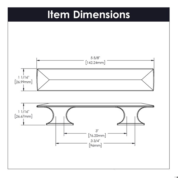 Hickory Hardware Bungalow Collection Pull 3 Inch & 3-3/4 Inch 96mm Center to Center Matte Black Finish - P2153-MB