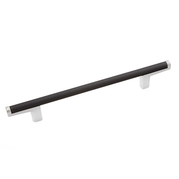 Schaub 128mm Center to Center Regatta Matte Black Cabinet Pull Polished Chrome Finish - 370-MB-26