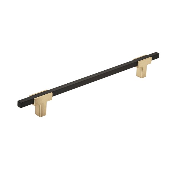 Amerock Urbanite 7-9/16 in 192 mm Center-to-Center Brushed Gold/Matte Black Cabinet Pull - BP778192BGLMB