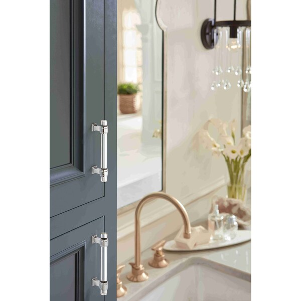 Amerock Glacio 3-3/4 in 96 mm Center-to-Center Clear/Polished Chrome Cabinet Pull - BP36654C26