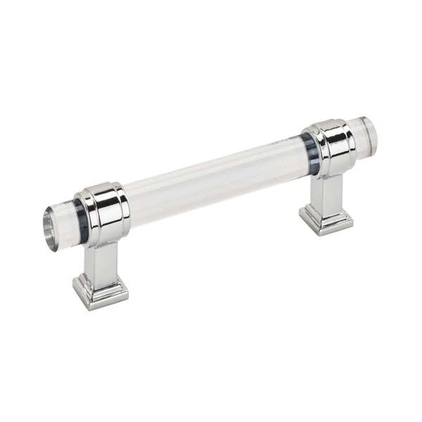 Amerock Glacio 3-3/4 in 96 mm Center-to-Center Clear/Polished Chrome Cabinet Pull - BP36654C26
