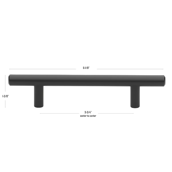 Gliderite Hardware 3-3/4 in. Center to Center Matte Black Solid Steel Bar Pull - 5001-96-MB, 10PK - 5001-96-MB-10
