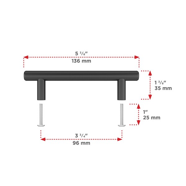 Richelieu Roosevelt Collection 3 3/4-inch Matte Black Modern Cabinet Bar Pull - BP20596900