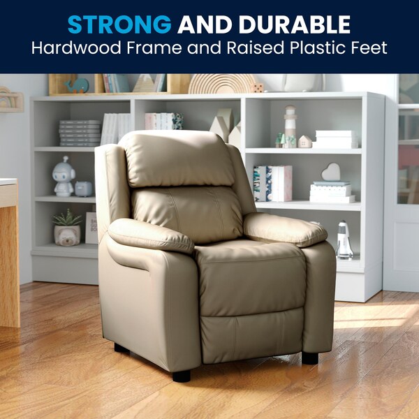 Flash Furniture Kids Recliner, 26" to 39" x 28", Upholstery Color: Beige - BT-7985-KID-BGE-GG
