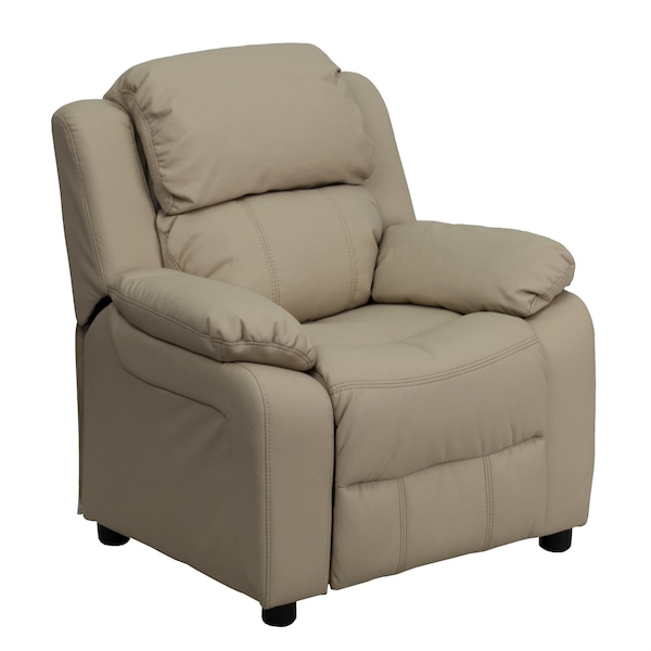 Flash Furniture Kids Recliner, 26" to 39" x 28", Upholstery Color: Beige - BT-7985-KID-BGE-GG