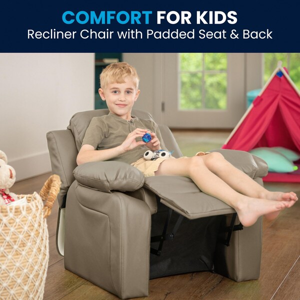 Flash Furniture Kids Recliner, 26" to 39" x 28", Upholstery Color: Beige - BT-7985-KID-BGE-GG