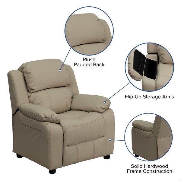 Flash Furniture Kids Recliner, 26" to 39" x 28", Upholstery Color: Beige - BT-7985-KID-BGE-GG
