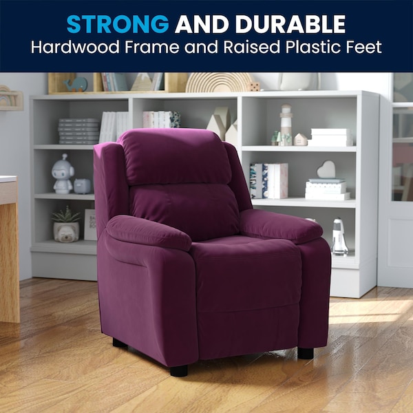 Flash Furniture Kids Recliner, 26" to 39" x 28", Upholstery Color: Purple - BT-7985-KID-MIC-PUR-GG