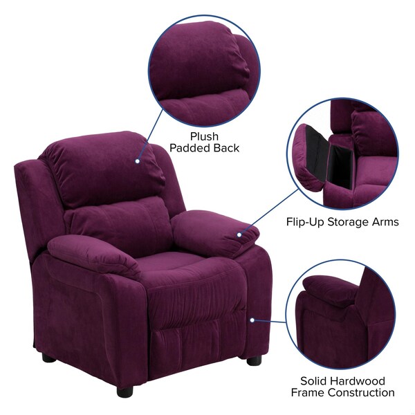 Flash Furniture Kids Recliner, 26" to 39" x 28", Upholstery Color: Purple - BT-7985-KID-MIC-PUR-GG
