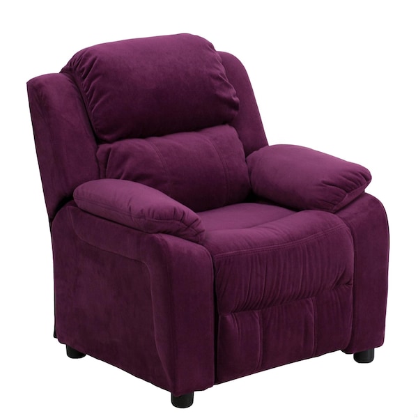Flash Furniture Kids Recliner, 26" to 39" x 28", Upholstery Color: Purple - BT-7985-KID-MIC-PUR-GG