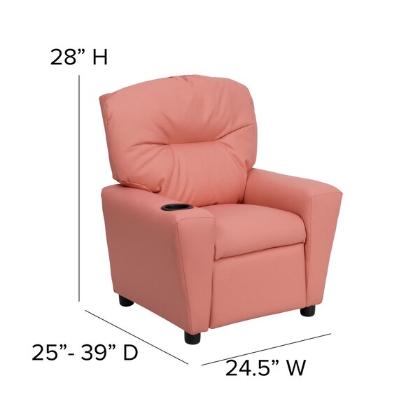 Flash Furniture Kids Recliner, 25" to 39" x 28", Upholstery Color: Pink, Weight Capacity: 90 lb. - BT-7950-KID-PINK-GG