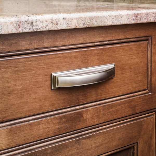 Jeffrey Alexander 96 mm Center-to-Center Satin Nickel Square Annadale Cabinet Cup Pull - 436-96SN
