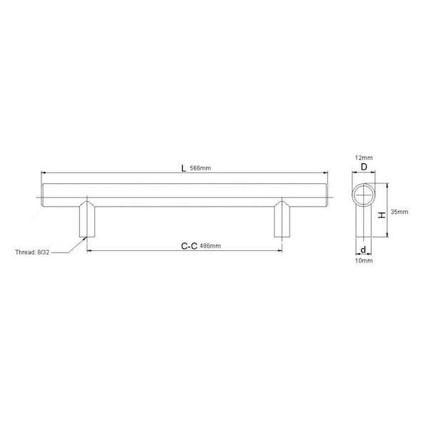 Richelieu 19-1/8 in. (486 mm) Center-to-Center Brushed Nickel Steel Contemporary Drawer Pull - BP305486195