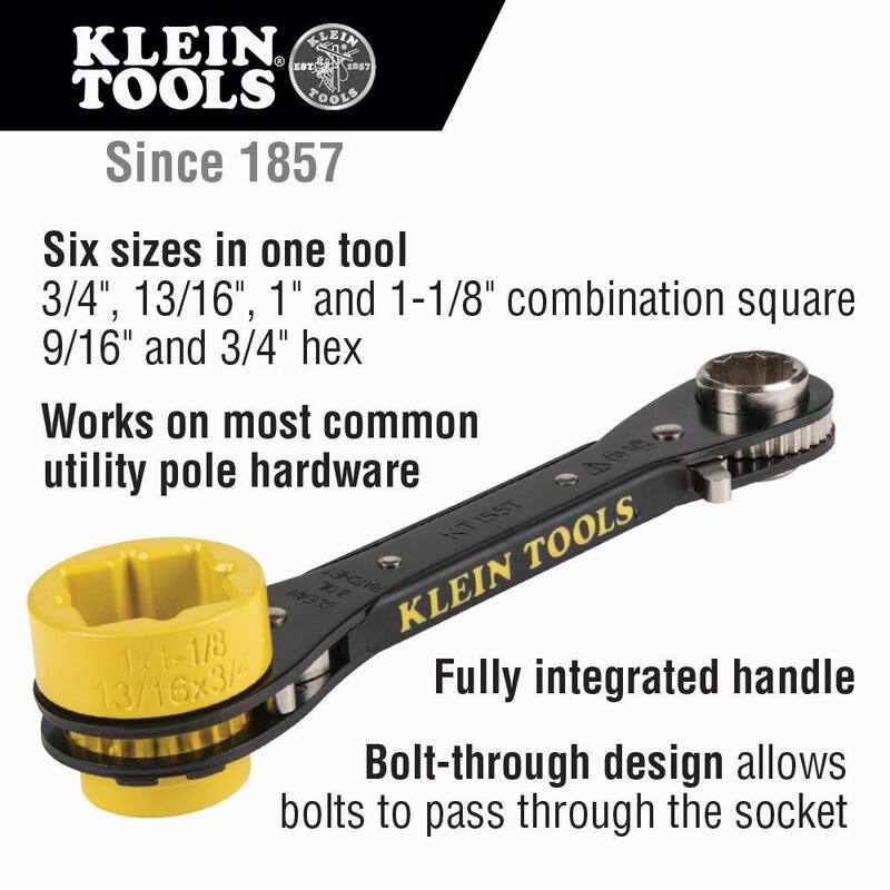 Klein Tools 5-in-1 Ratcheting Lineman's Wrench - KT155T