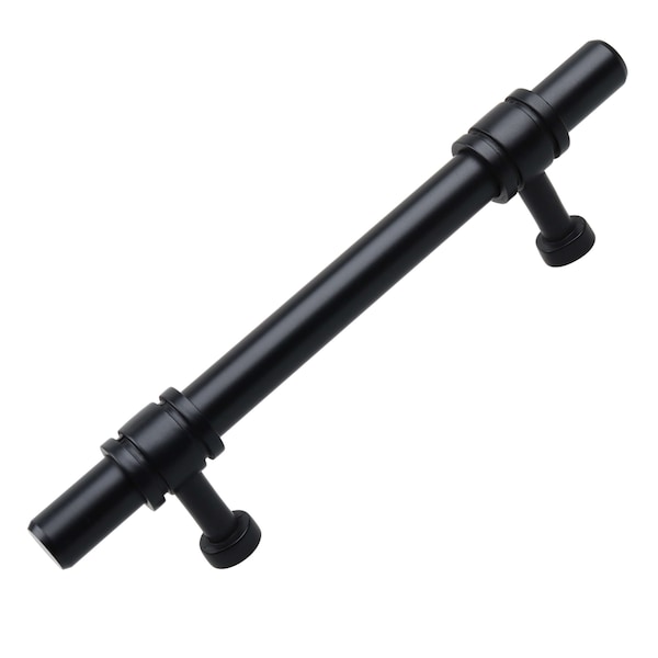 Gliderite Hardware 3-3/4 in. Center to Center Matte Black Barrel Ring Bar Pull - 4340-96-MB, 25PK - 4340-96-MB-25