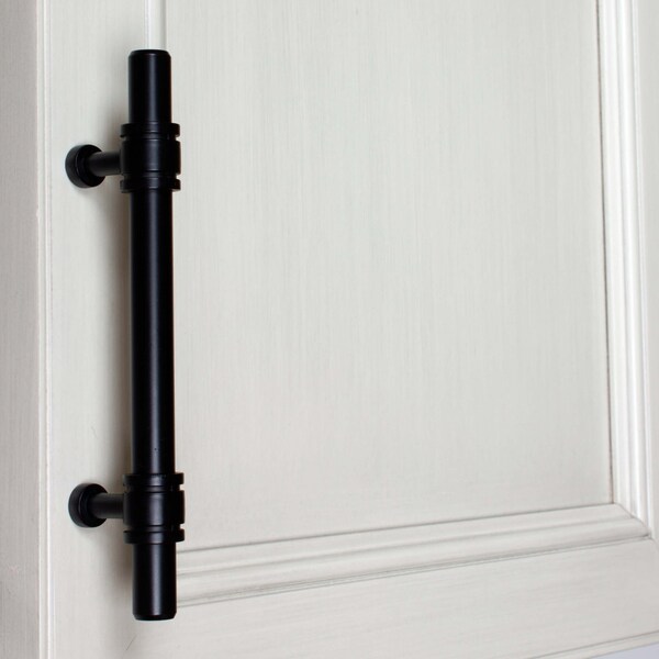 Gliderite Hardware 3-3/4 in. Center to Center Matte Black Barrel Ring Bar Pull - 4340-96-MB, 25PK - 4340-96-MB-25