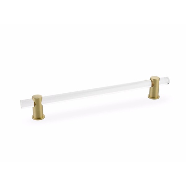 Schaub 8in Center to Center Lumiere Acrylic Cabinet Pull Satin Brass Finish - 408-SB