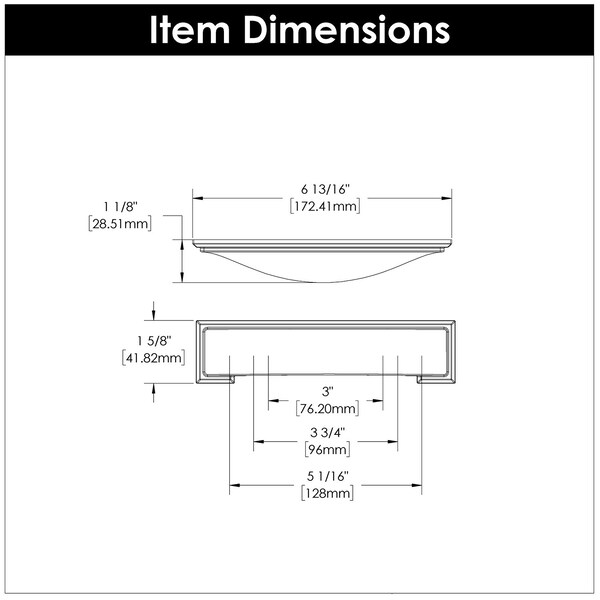 Hickory Hardware Dover Collection Cup Pull 3 Inch, 3-3/4 Inch 96mm & 5-1/16 Inch 128mm - H078775MB