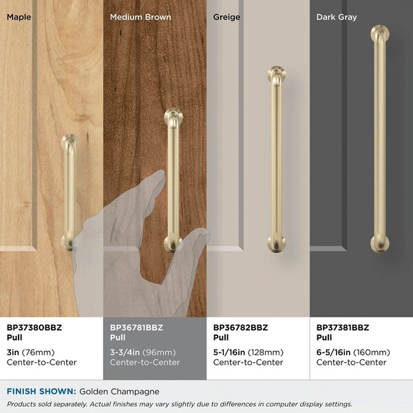 Amerock Factor 3-3/4 inch 96mm Center-to-Center Golden Champagne Cabinet Pull - BP36781BBZ