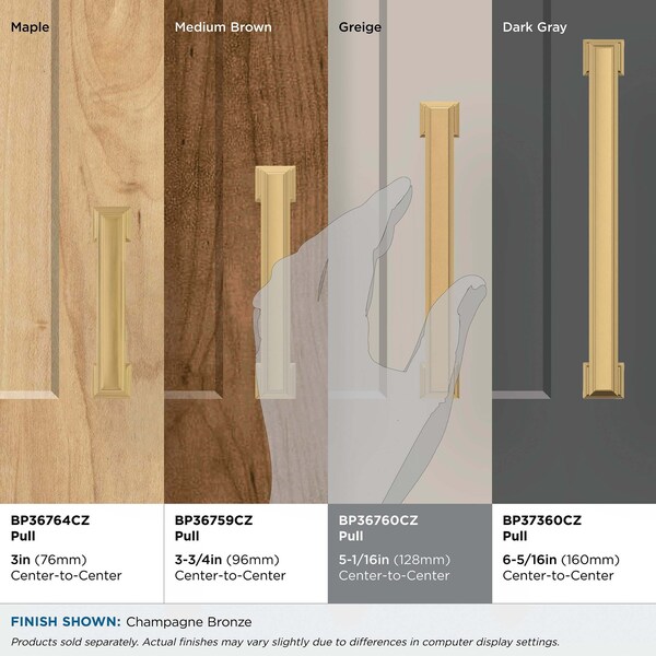 Amerock Appoint 5-1/16 in 128 mm Center-to-Center Champagne Bronze Cabinet Pull - BP36760CZ