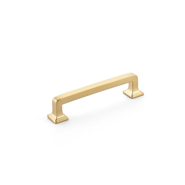 Schaub 4in Center to Center Menlo Park Cabinet Pull Signature Satin Brass Finish - 538-SSB