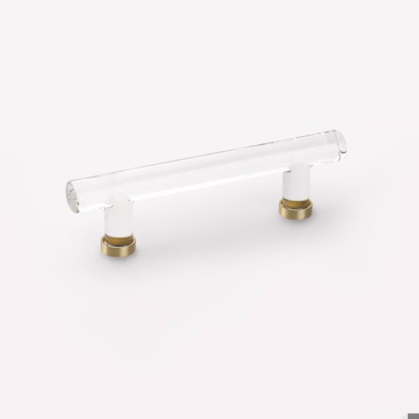 Emtek Bar Crystal Cabinet Pull with 4 in Center to Center Satin Brass Finish - 86724US4