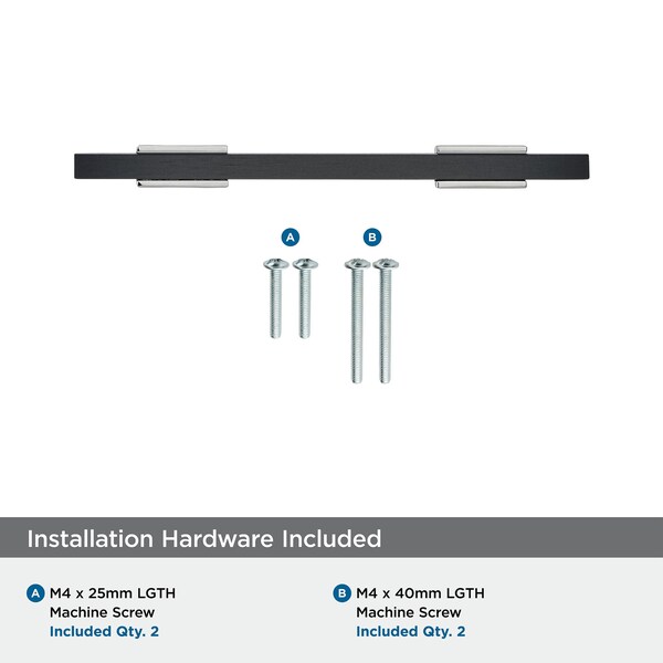 Amerock Urbanite 3-3/4 in 96 mm Center-to-Center Polished Chrome/Brushed Matte Black Cabinet Pull - BP7789626BMB