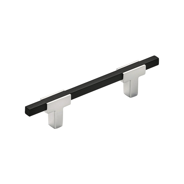 Amerock Urbanite 3-3/4 in 96 mm Center-to-Center Polished Chrome/Brushed Matte Black Cabinet Pull - BP7789626BMB