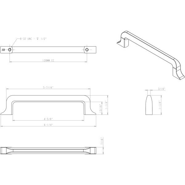 Jeffrey Alexander 128 mm Center-to-Center Brushed Pewter Callie Cabinet Pull - 839-128BNBDL