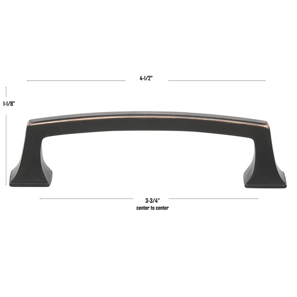 Gliderite Hardware 3-3/4 in. Center to Center Cabinet Base Pull - 87380-96-ORB, 25PK - 87380-96-ORB-25