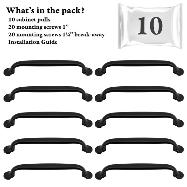 Designperfect 5 1/16'' Center-to-Center Handle Pull, 10PK - DPA10S714BLK