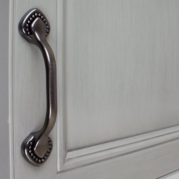 Gliderite Hardware 3 in. Center to Center  Brushed Pewter Beaded Spade Cabinet Pull - 4354-BP, 5PK - 4354-BP-5