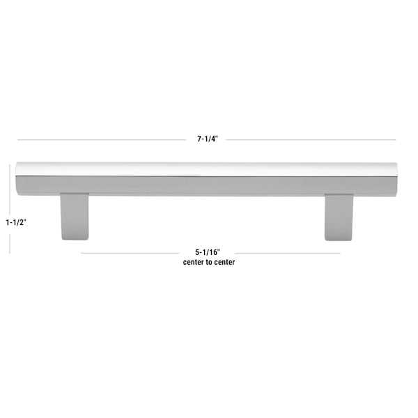 Gliderite Hardware 5-1/16 in. Center to Center Hexagon Bar Pull Polished Chrome, 10PK - 4791-128-PC-10