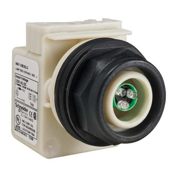 Luz piloto Schneider Electric, LED, Verde, 120VAC/DC, Sin lente - 9001SKP38LG