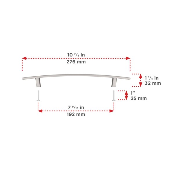 Richelieu Padova Collection 7 9/16-inch (192 mm) Polished Nickel Transitional Rectangular Cabinet Bar Pull - BP650192180