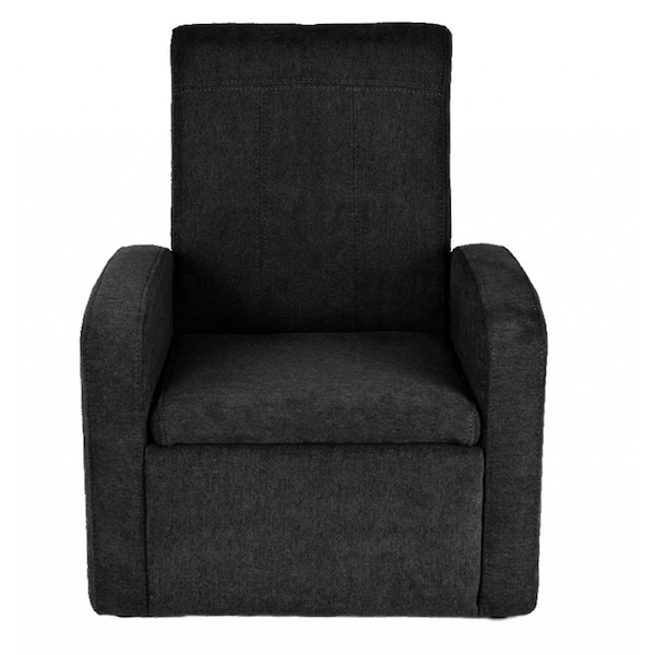 Homeroots Kids Black Comfy Upholstered Recliner Chair with Storage - 397760