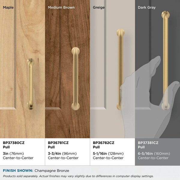 Amerock Factor 6-5/16 inch 160mm Center-to-Center Champagne Bronze Cabinet Pull - BP37381CZ