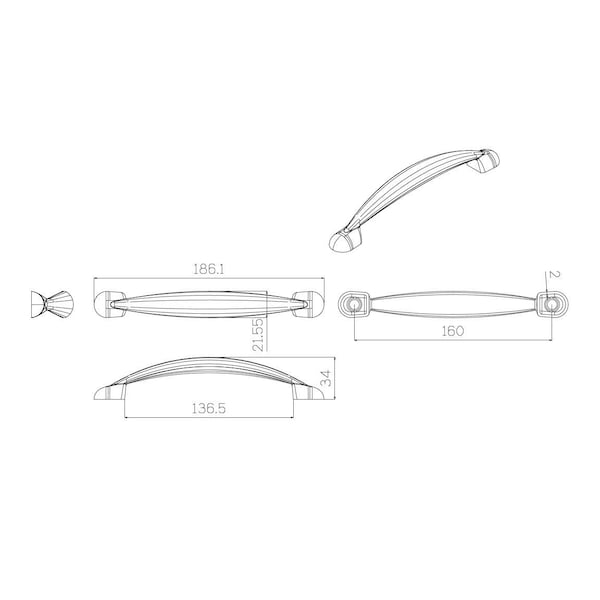 Richelieu 6-5/16 in. (160 mm) Center-to-Center Brushed Nickel Contemporary Drawer Pull - BP608160195