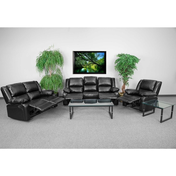 Flash Furniture Living Room Set, 35" to 64" x 38", Upholstery Color: Black - BT-70597-RLS-SET-GG