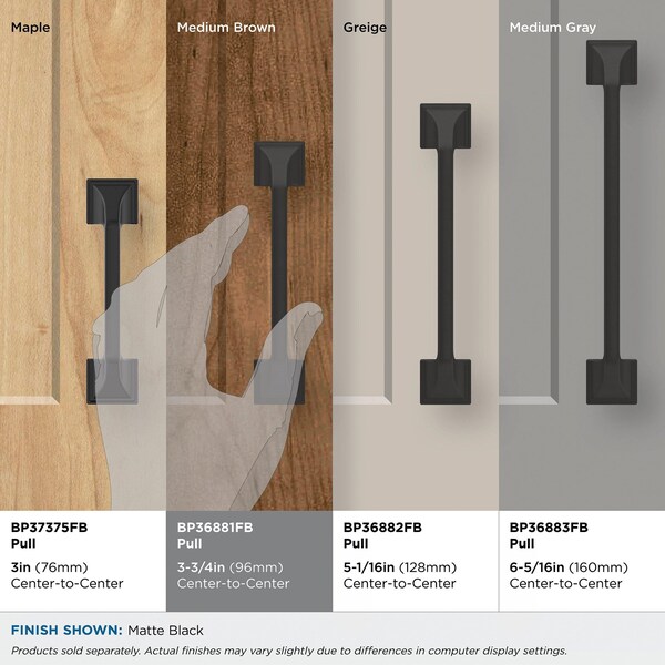 Amerock Exceed 3-3/4 in 96 mm Center-to-Center Matte Black Cabinet Pull - BP36881FB