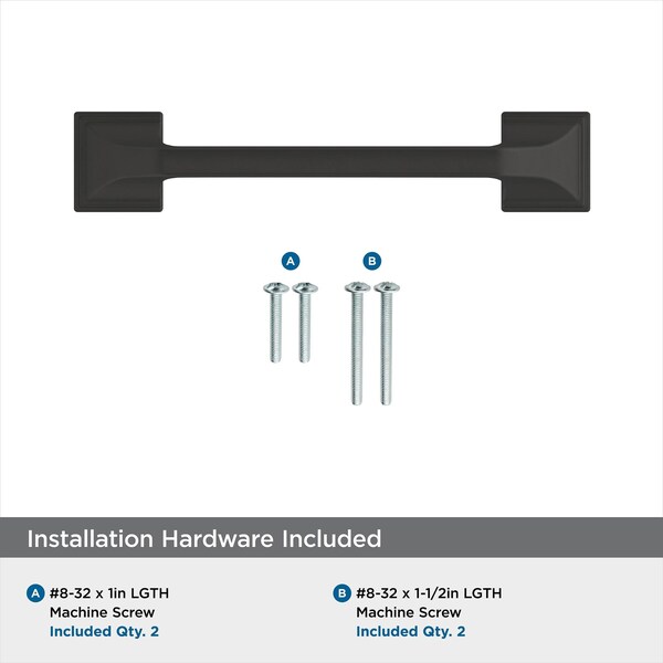 Amerock Exceed 3-3/4 in 96 mm Center-to-Center Matte Black Cabinet Pull - BP36881FB