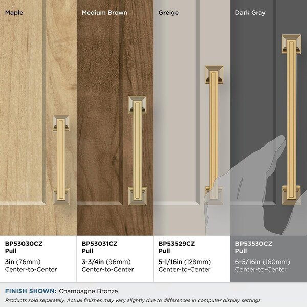Amerock Mulholland 6-5/16 in 160 mm Center-to-Center Champagne Bronze Cabinet Pull - BP53530CZ