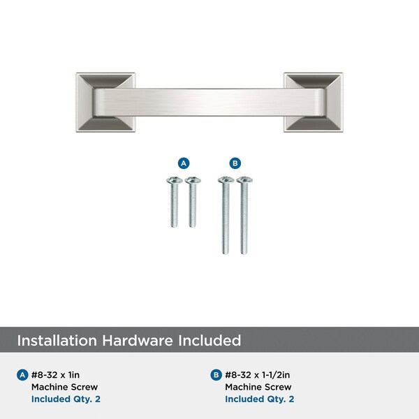 Amerock Ville 3 inch 76mm Center-to-Center Satin Nickel Cabinet Pull - BP36778G10