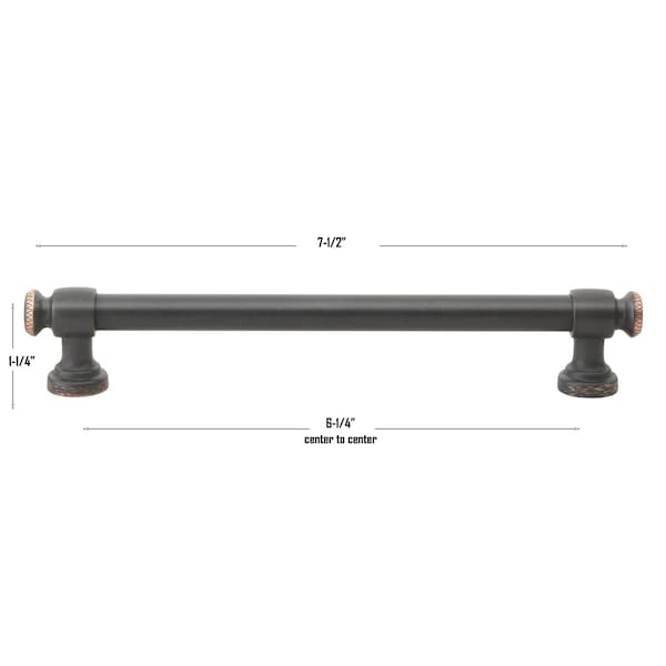Gliderite Hardware 6-1/4 in. Center to Center Oil Rubbed Bronze Classic Euro Bar Pull - 4361-160-ORB, 25PK - 4361-160-ORB-25