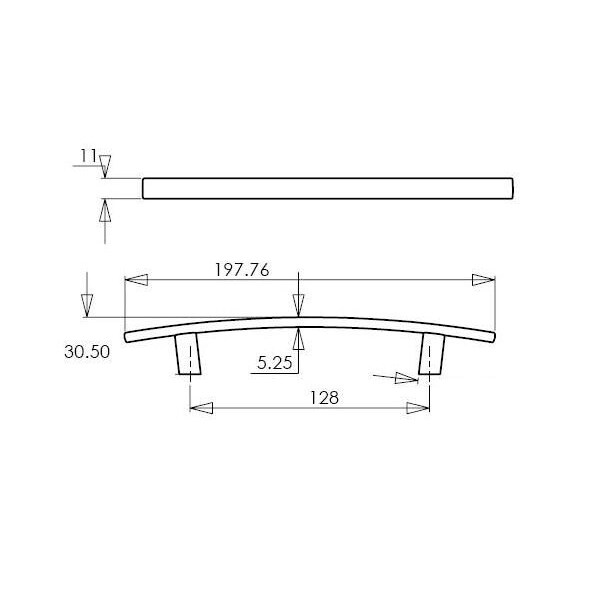 Richelieu Padova Collection 5 1/16-inch (128 mm) Antique Nickel Transitional Rectangular Cabinet Bar Pull - BP650128143